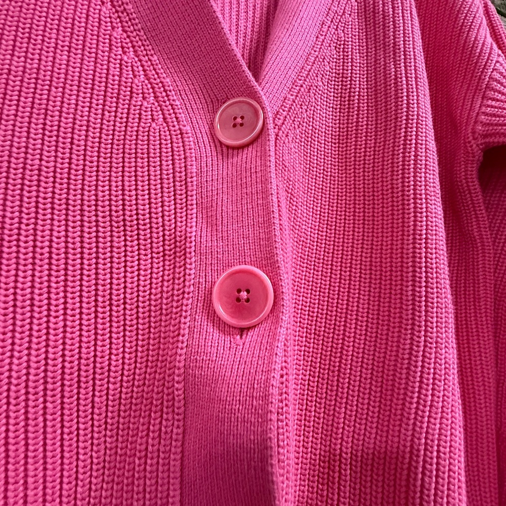 Talbots Raspberry Vneck Button Front Cardigan, Med - image 2